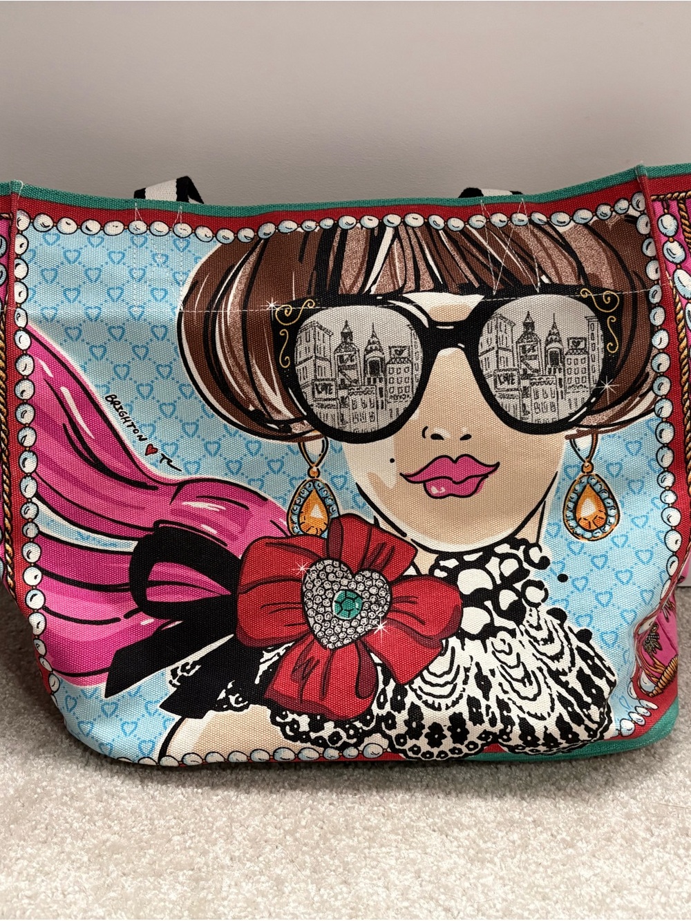 Brighton LOVE Tote in Pink, Blue & Red